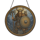 Viking Man Stained Glass Suncatcher