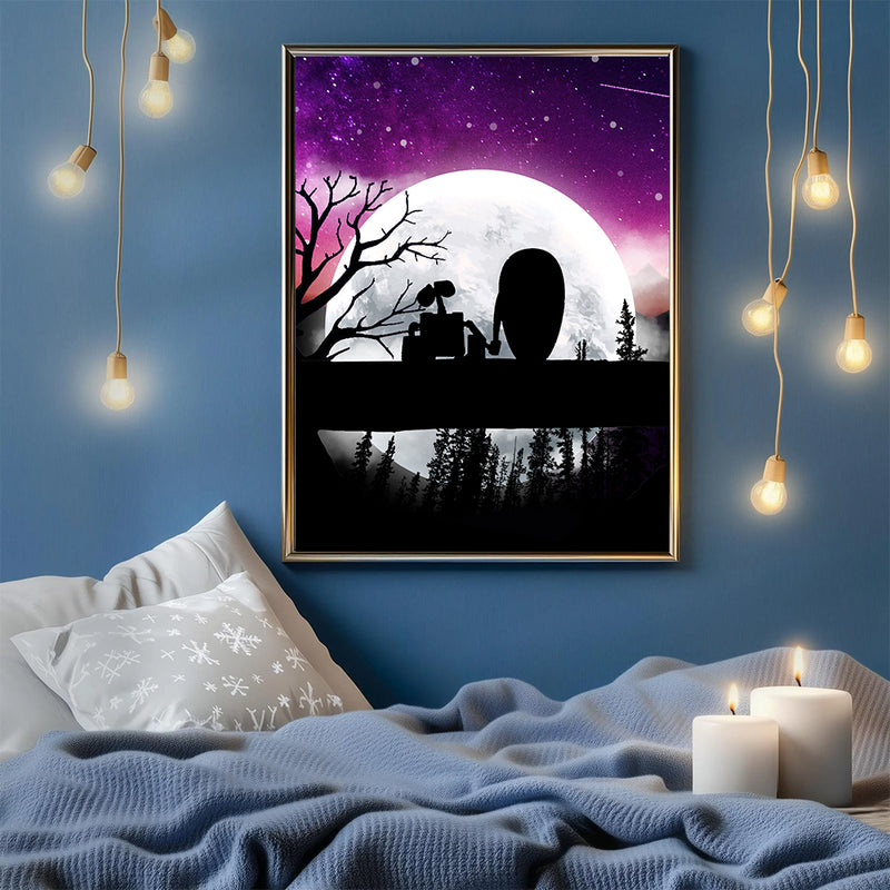 Wall E Moon Night Background - Living Room - Canvas Wall Art - Print - Wall Decor