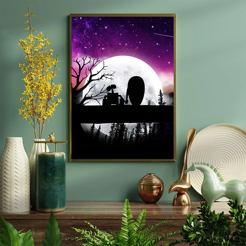 Wall E Moon Night Background - Living Room - Canvas Wall Art - Print - Wall Decor