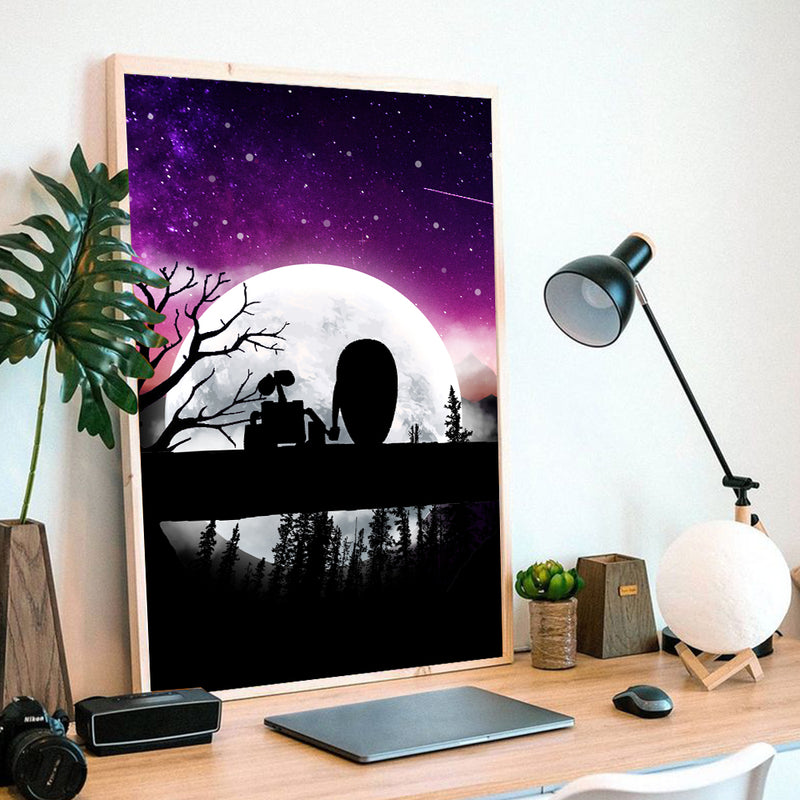 Wall E Moon Night Background - Living Room - Canvas Wall Art - Print - Wall Decor