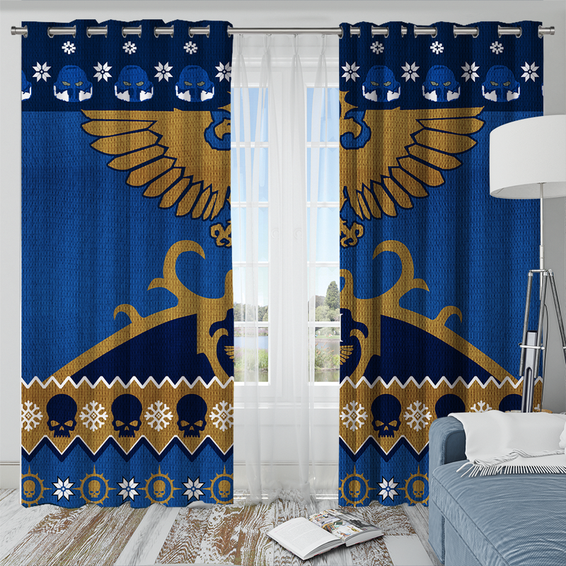 Warhammer 40k Blue Christmas Window Curtain