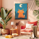 Watercolor Fox Moon Night - Living Room - Canvas Wall Art - Print - Wall Decor