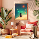 Watercolor Cat Galaxy- Living Room - Canvas Wall Art - Print - Wall Decor