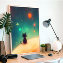 Watercolor Cat Galaxy- Living Room - Canvas Wall Art - Print - Wall Decor