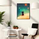 Watercolor Cat Galaxy- Living Room - Canvas Wall Art - Print - Wall Decor