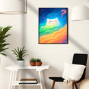 Watercolor Cat Rainbow - Living Room - Canvas Wall Art - Print - Wall Decor