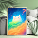 Watercolor Cat Rainbow - Living Room - Canvas Wall Art - Print - Wall Decor