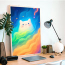 Watercolor Cat Rainbow - Living Room - Canvas Wall Art - Print - Wall Decor