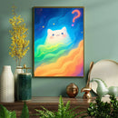 Watercolor Cat Rainbow - Living Room - Canvas Wall Art - Print - Wall Decor