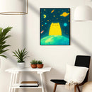 Watercolor Yellow Cat Galaxy - Living Room - Canvas Wall Art - Print - Wall Decor