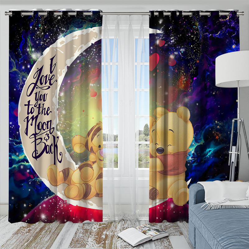 Winnie The Pooh Love You To The Moon Galaxy Window Curtain