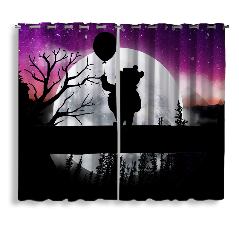 Winnie The Pooh Moon Night Background Window Curtain