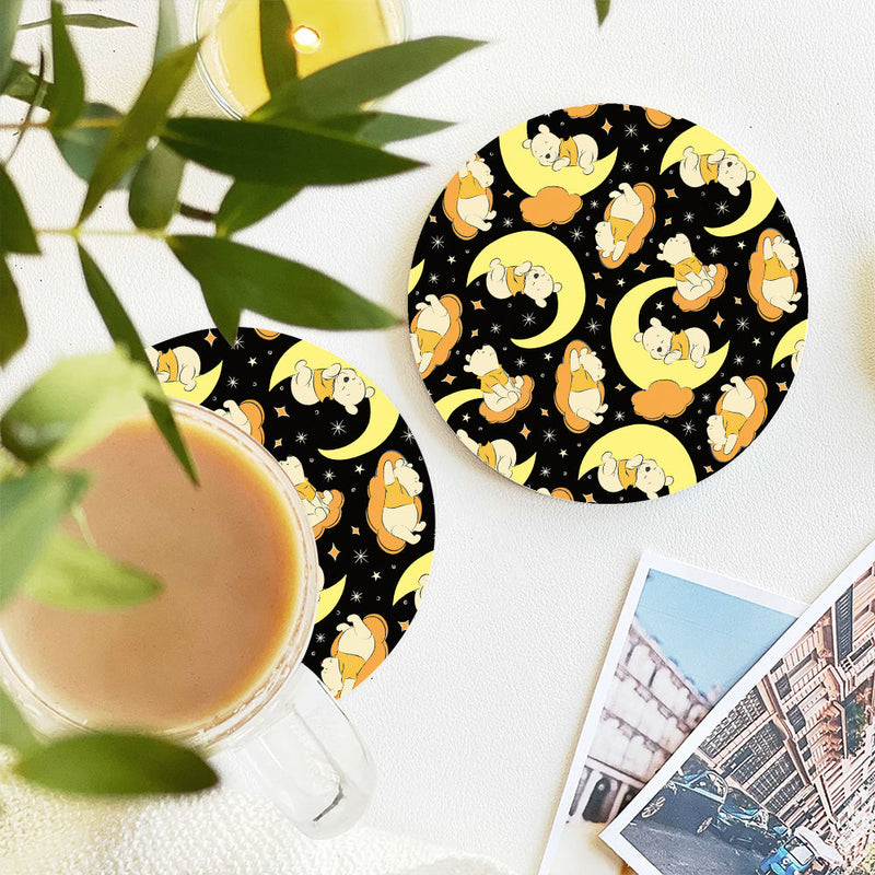 Winnie The Pood Moon Yellow Ceramic Decor Coaster - Gift Idea