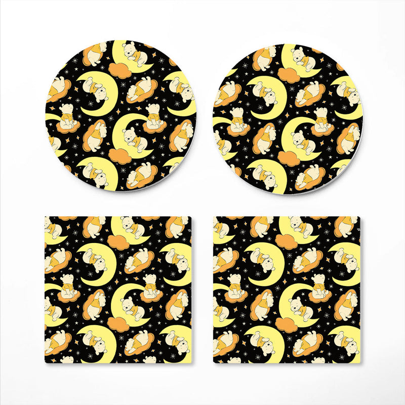 Winnie The Pood Moon Yellow Ceramic Decor Coaster - Gift Idea