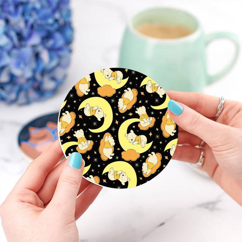 Winnie The Pood Moon Yellow Ceramic Decor Coaster - Gift Idea