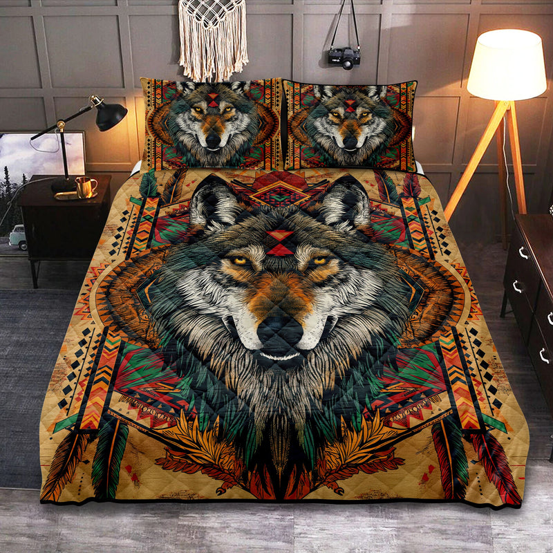 Native American Wolf Art Quilt Bed Sets