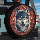 Boho Native American Wolf Art Jeep Car Spare Tire Cover