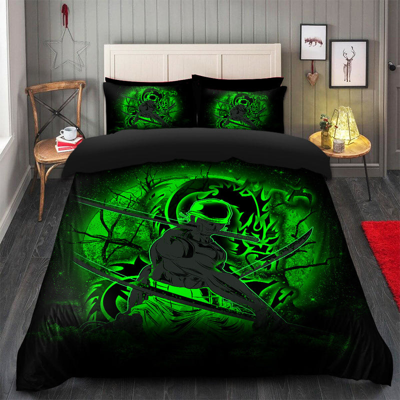 Zoro One Piece Moonlight Bedding Set Duvet Cover And 2 Pillowcases Nearkii