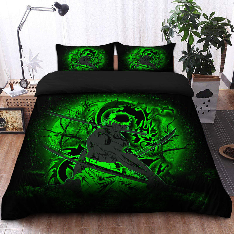 Zoro One Piece Moonlight Bedding Set Duvet Cover And 2 Pillowcases Nearkii