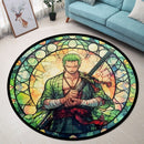 Zoro One Piece Stained Glass Round Rug