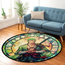 Zoro One Piece Stained Glass Round Rug