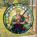 Zoro One Piece Round Stained Glass Suncatcher