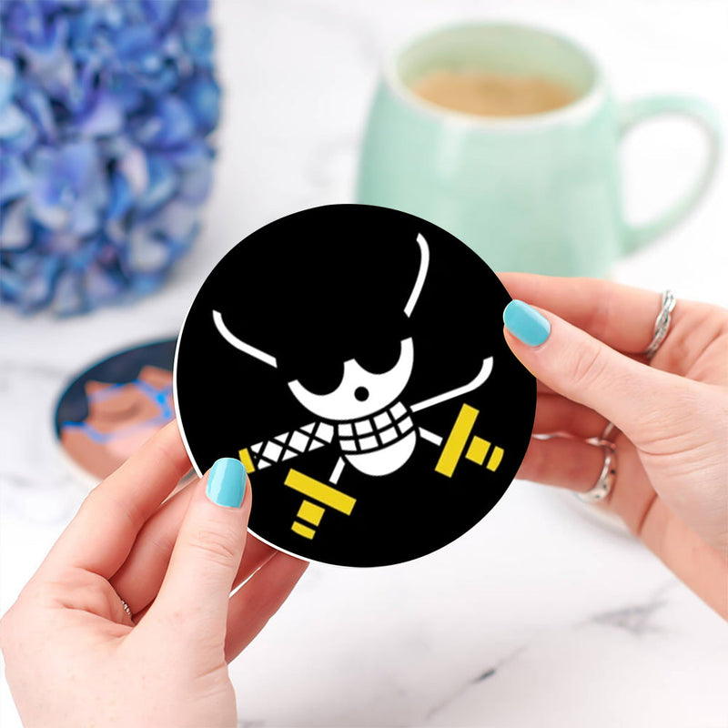 Zoro One Piece Icon Skull Ceramic Decor Coaster - Gift Idea