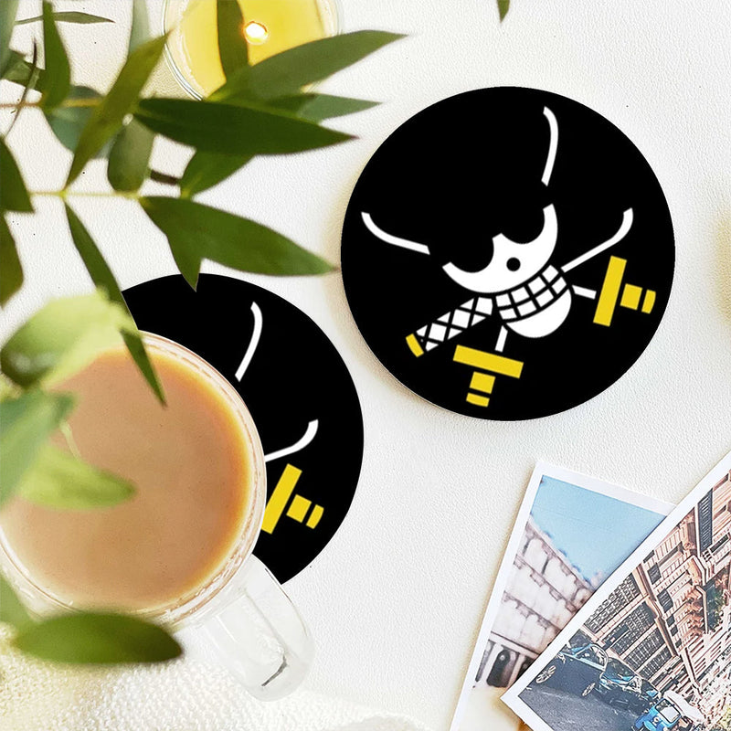 Zoro One Piece Icon Skull Ceramic Decor Coaster - Gift Idea