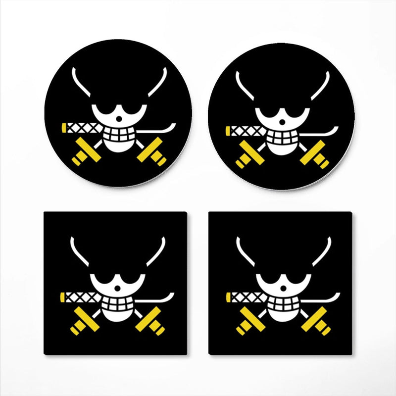 Zoro One Piece Icon Skull Ceramic Decor Coaster - Gift Idea