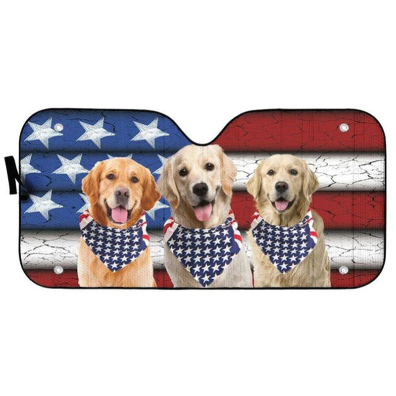 Golden Retriever USA Flag Custom Car Auto Sun Shades Windshield Accessories Decor Gift Nearkii