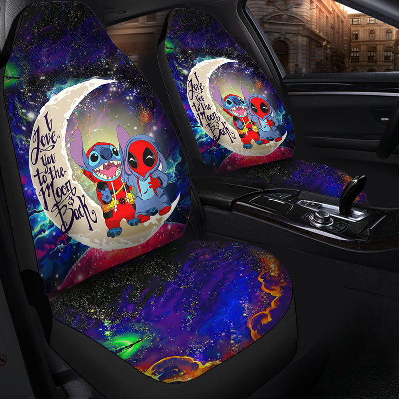 Cute Deadpool And Stitch Love You To The Moon Galaxy Premium Custom Car Seat Covers Decor Protectors Nearkii