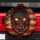 Fire Skull American Flag Jeep Car Spare Tire Cover Gift For Campers Nearkii