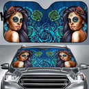 Calavera Girl Blue Car Auto Sun Shades Windshield Accessories Decor Gift Nearkii
