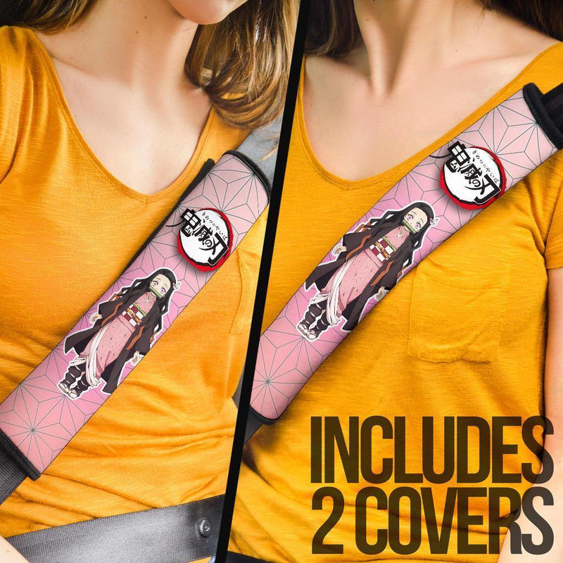 Nezuko Demon Slayers Anime Car Seat Belt Cover Custom Car Accessories Nearkii