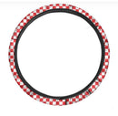 Red And White Checkered Pattern Print Car Steering Wheel Cover Nearkii