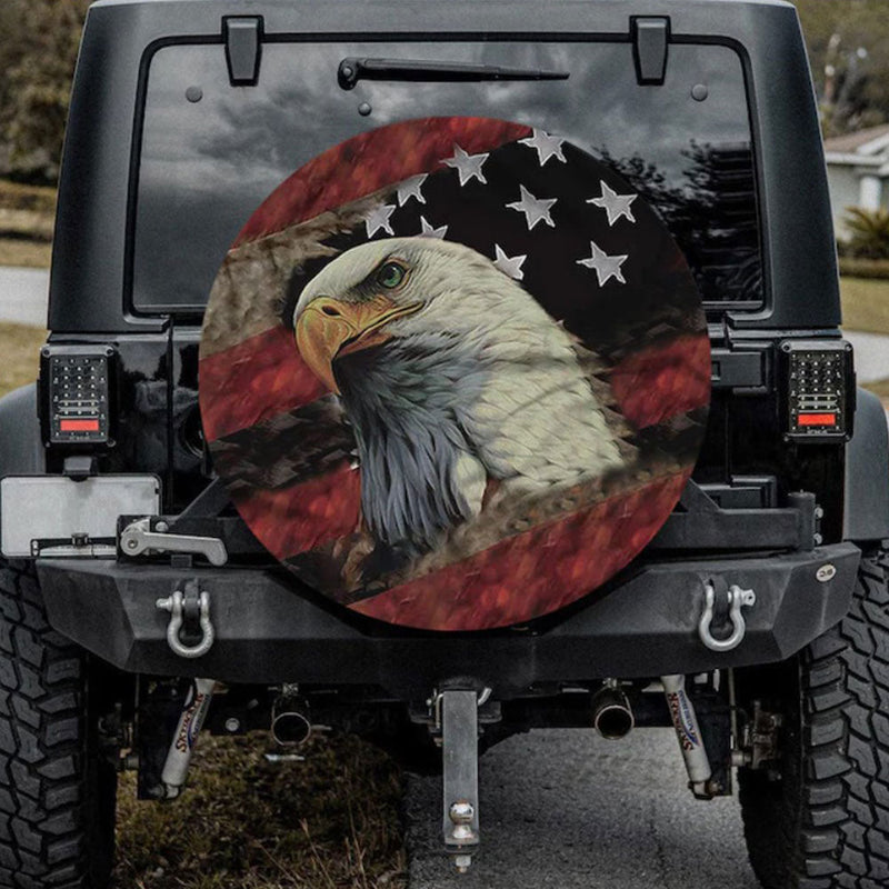 American Eagle, American Flag Car Spare Tire Cover Gift For Campers Nearkii