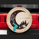 Camping Moon, Hippie Vintage Art Car Spare Tire Cover Gift For Campers Nearkii