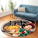 Demon Slayer Zenitsu Agatsuma x Tanjiro Kamado Round Carpet Rug Bedroom Livingroom Home Decor Nearkii