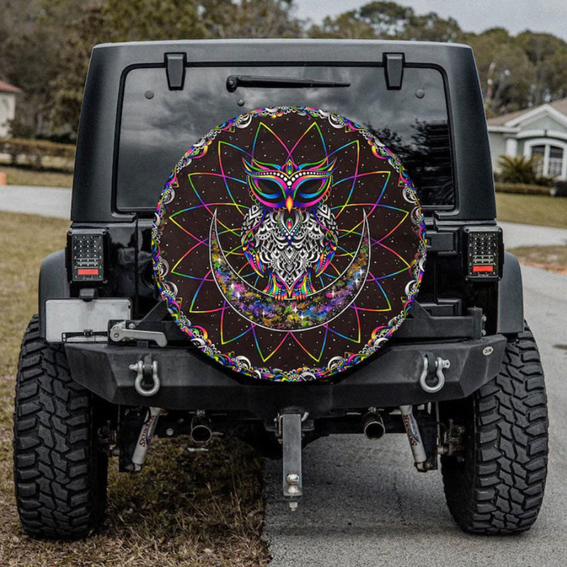 Electronic Owl, Wild Animals Car Spare Tire Cover Gift For Campers Nearkii