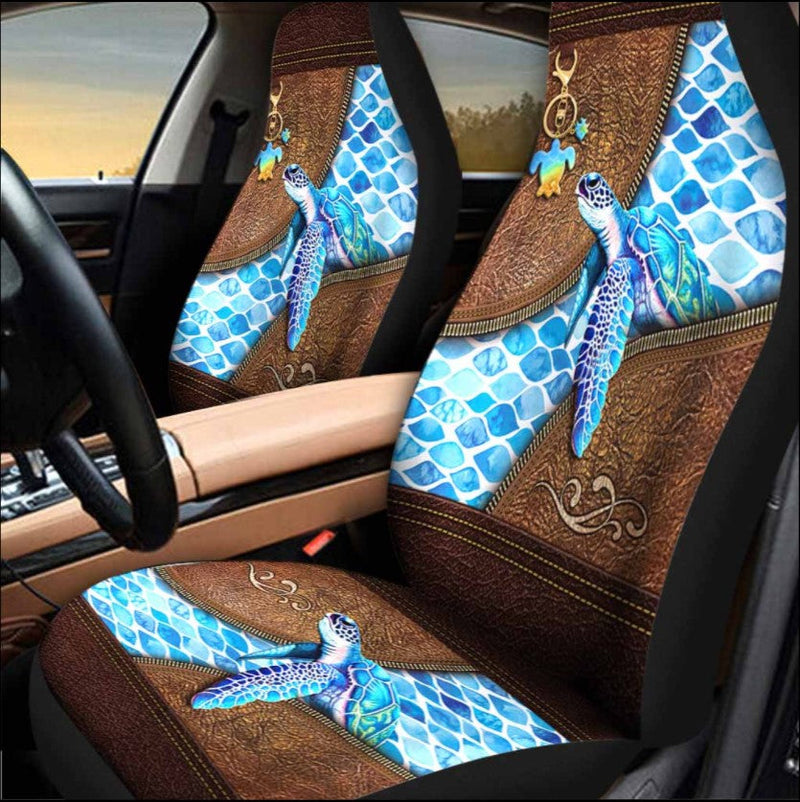 Turtle Salty Lil’ Beach Leather Pattern Print Car Seat Cover Nearkii