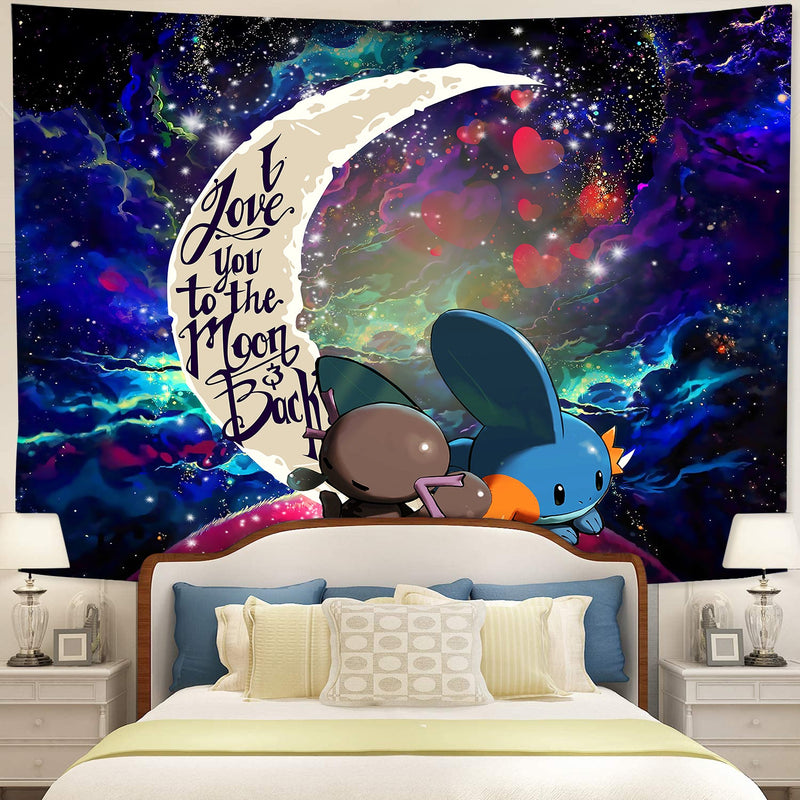 Pokemon Mudkip Love You To The Moon Galaxy Tapestry Room Decor Nearkii
