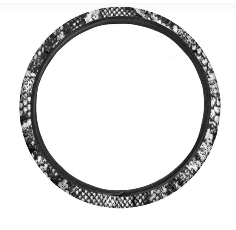 Black And White Snakeskin Print Car Steering Wheel Cover Nearkii