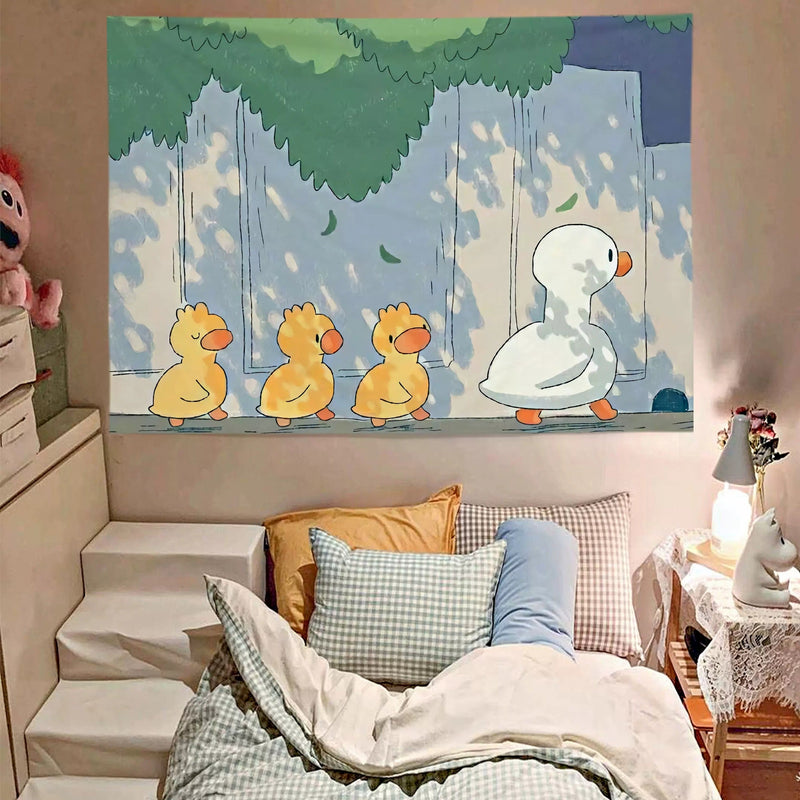 Family Duck Tapestry Room Decor Nearkii