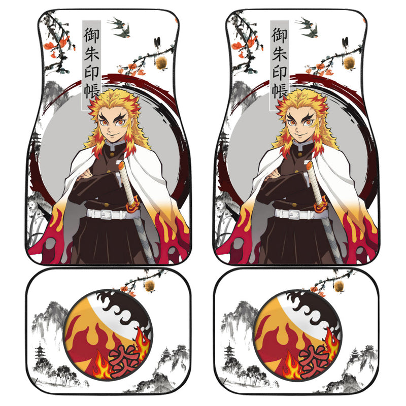 Demon Slayer Style Car Floor Mats Kyojuro Rengoku Japanese Car Accessories Nearkii