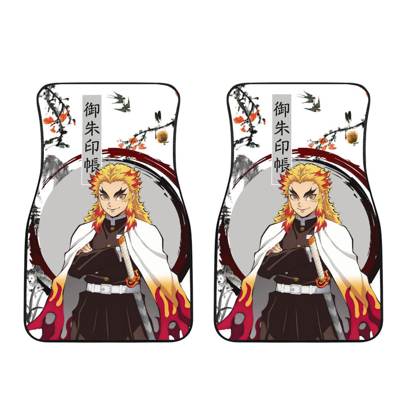 Demon Slayer Style Car Floor Mats Kyojuro Rengoku Japanese Car Accessories Nearkii