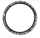Monochrome Skull Flowers Pattern Print Car Steering Wheel Cover Nearkii