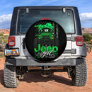 Halloween American Flag Dark Green Jeep Girl Car Spare Tire Covers Gift For Campers Nearkii