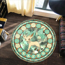 Pokemon Leafeon Round Carpet Rug Bedroom Livingroom Home Decor Nearkii