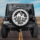 Never Stop Moutain Biking American Day Car Spare Tire Cover Gift For Campers Nearkii