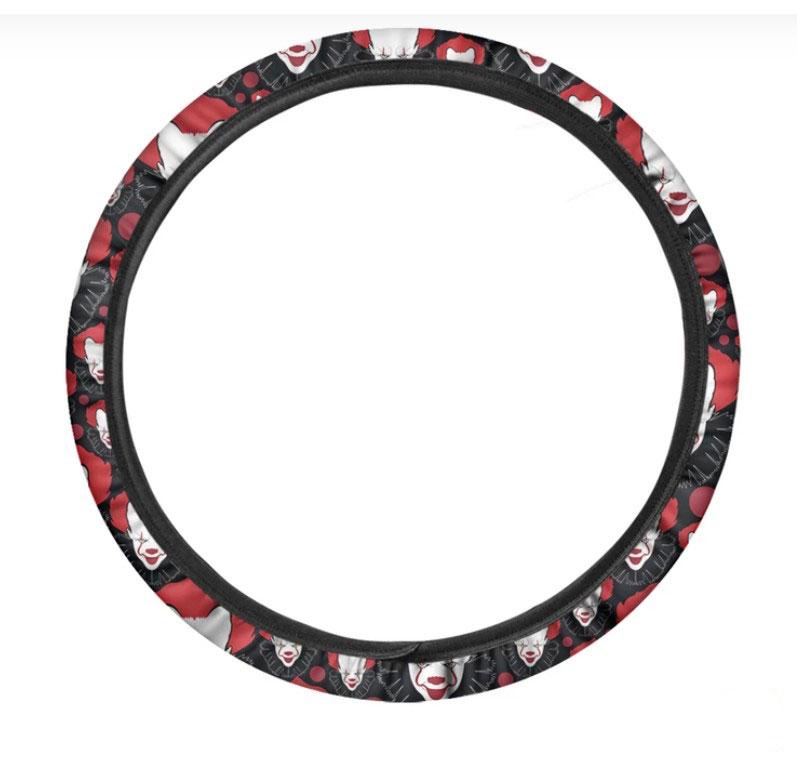 Halloween Scary Clown Pattern Print Car Steering Wheel Cover Nearkii